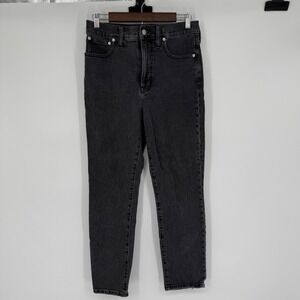 Madewell The Perfect Vintage Straight Jean High Rise Black Stretch Denim Size 27